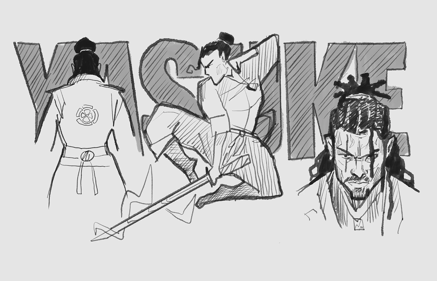 Illustrations inspirées du Japon de l’époque de Yasuke